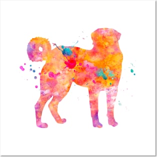 Akbash Dog Watercolor Painting - Orange Posters and Art